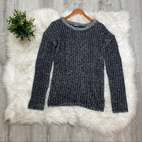 Garnet Hill Metallic Silver Knit Sweater - Picture 1 of 7